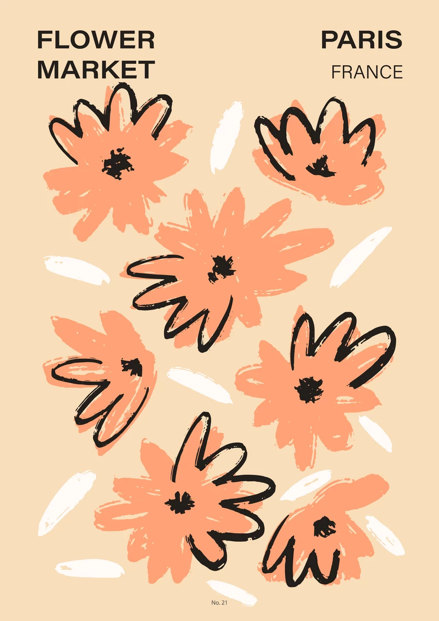 手绘小清新北欧花朵植物花卉插画海报封面画芯装饰AI矢量设计素材【005】